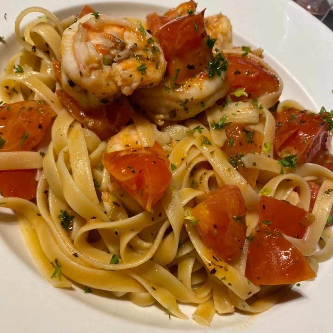 Fetuccini con langostinos