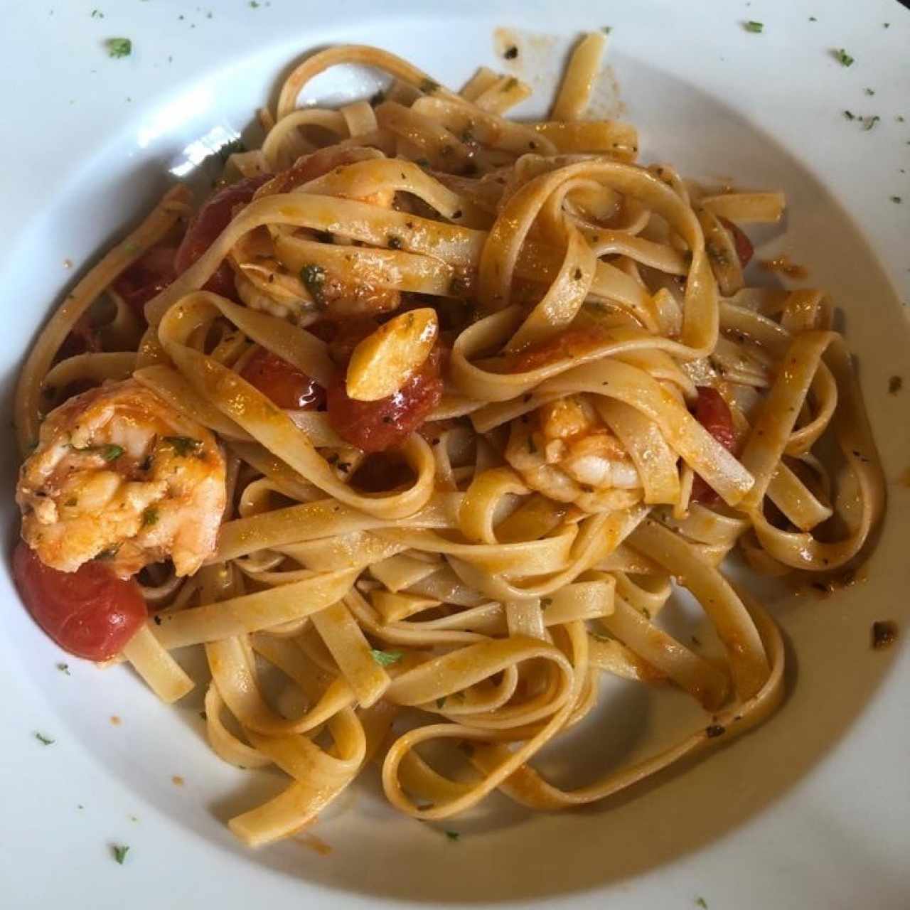 Fetuccini con langostinos