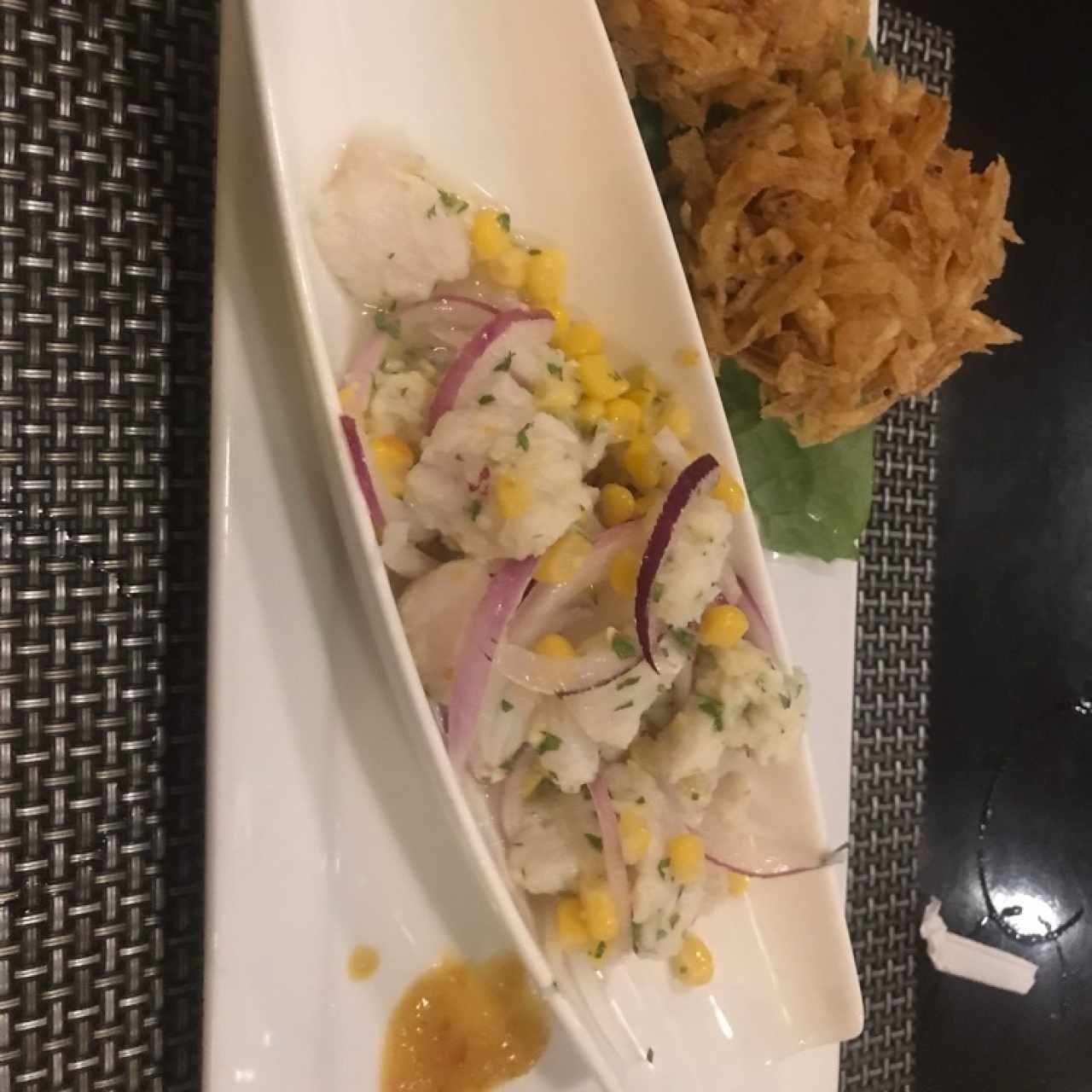 ceviche de entrada. 