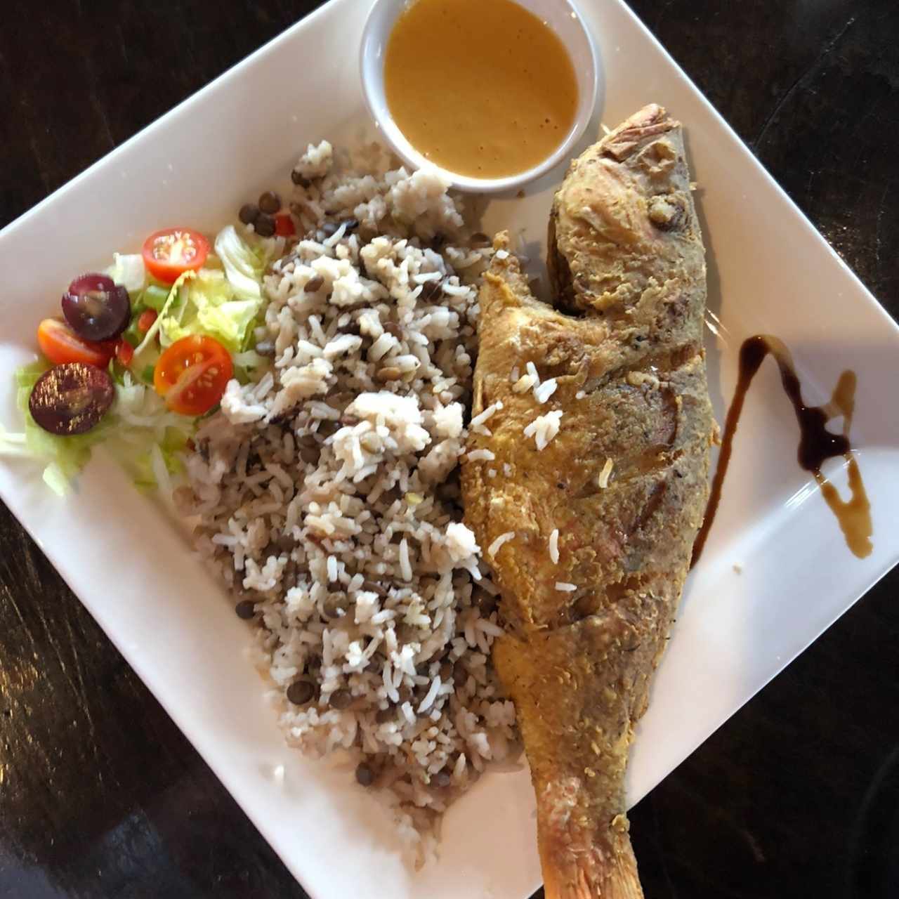 Arroz con coco y Pargo Rojo 