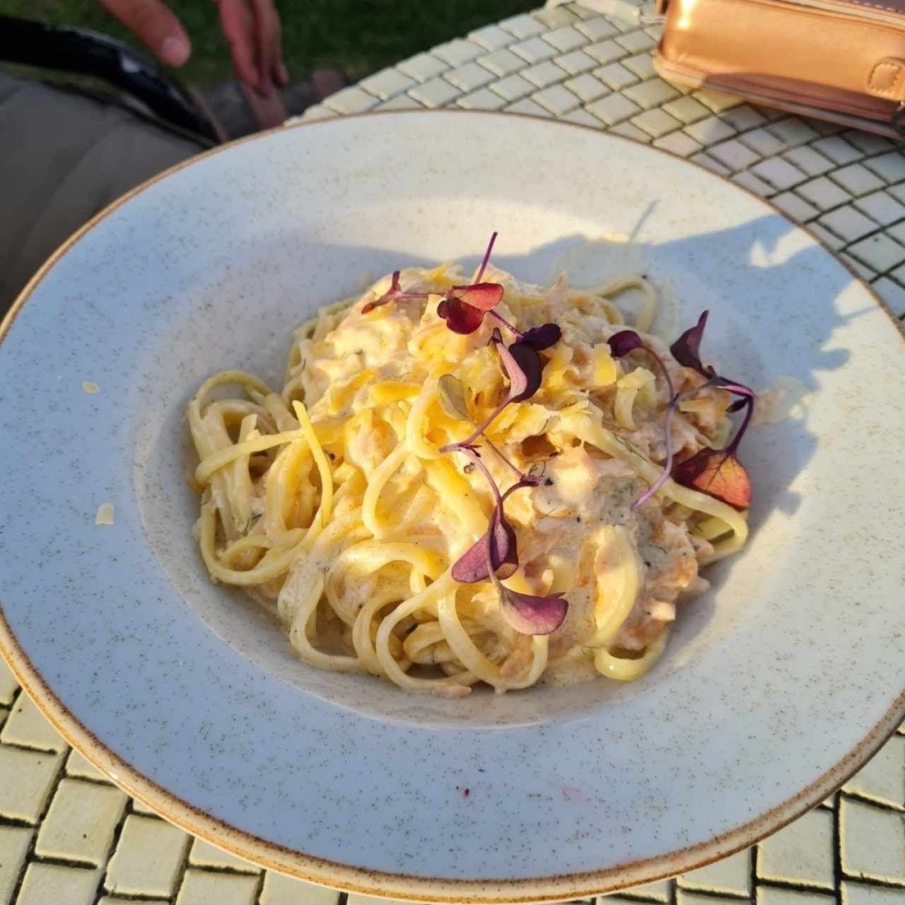 Linguini de salmón ahumado