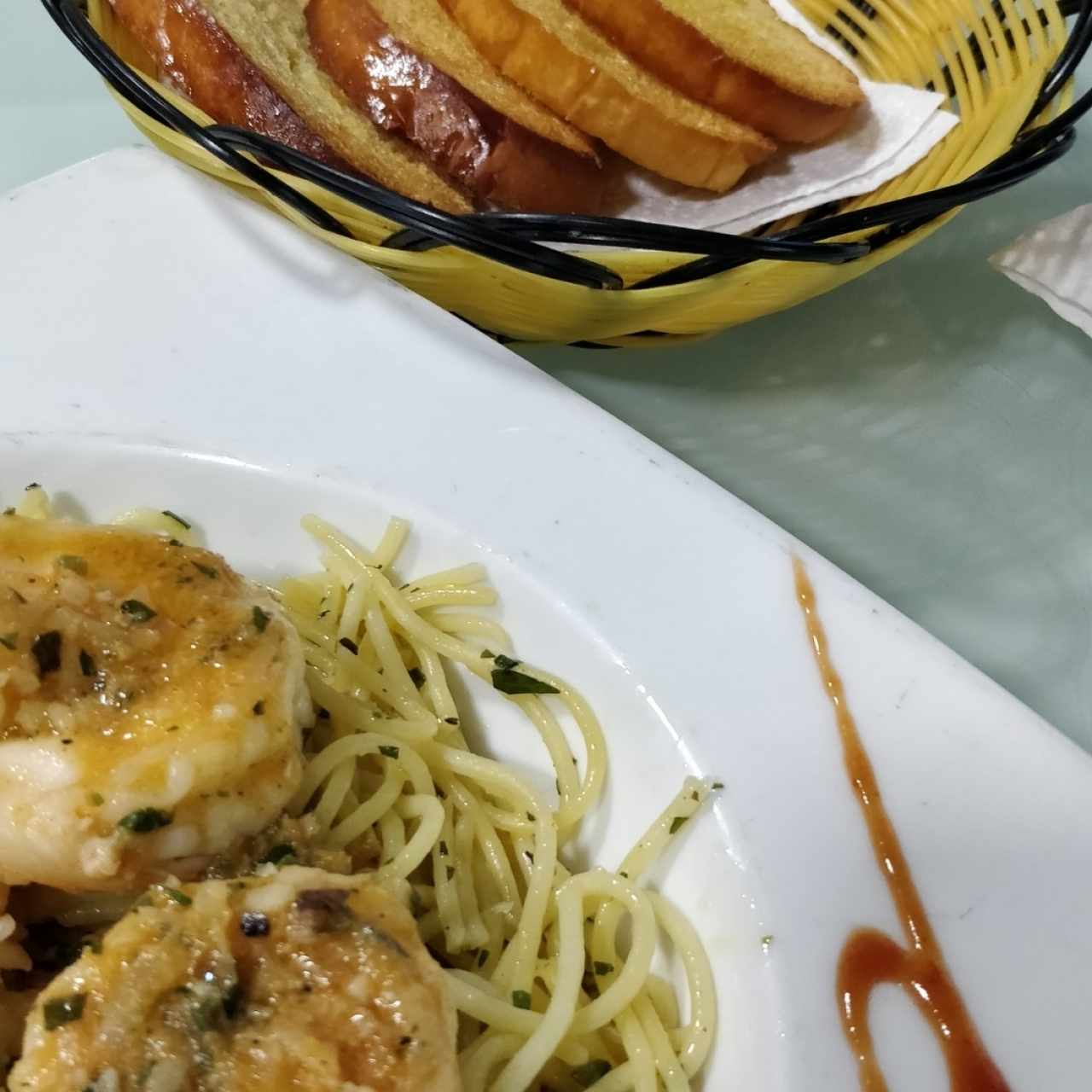 Pasta con langostinos