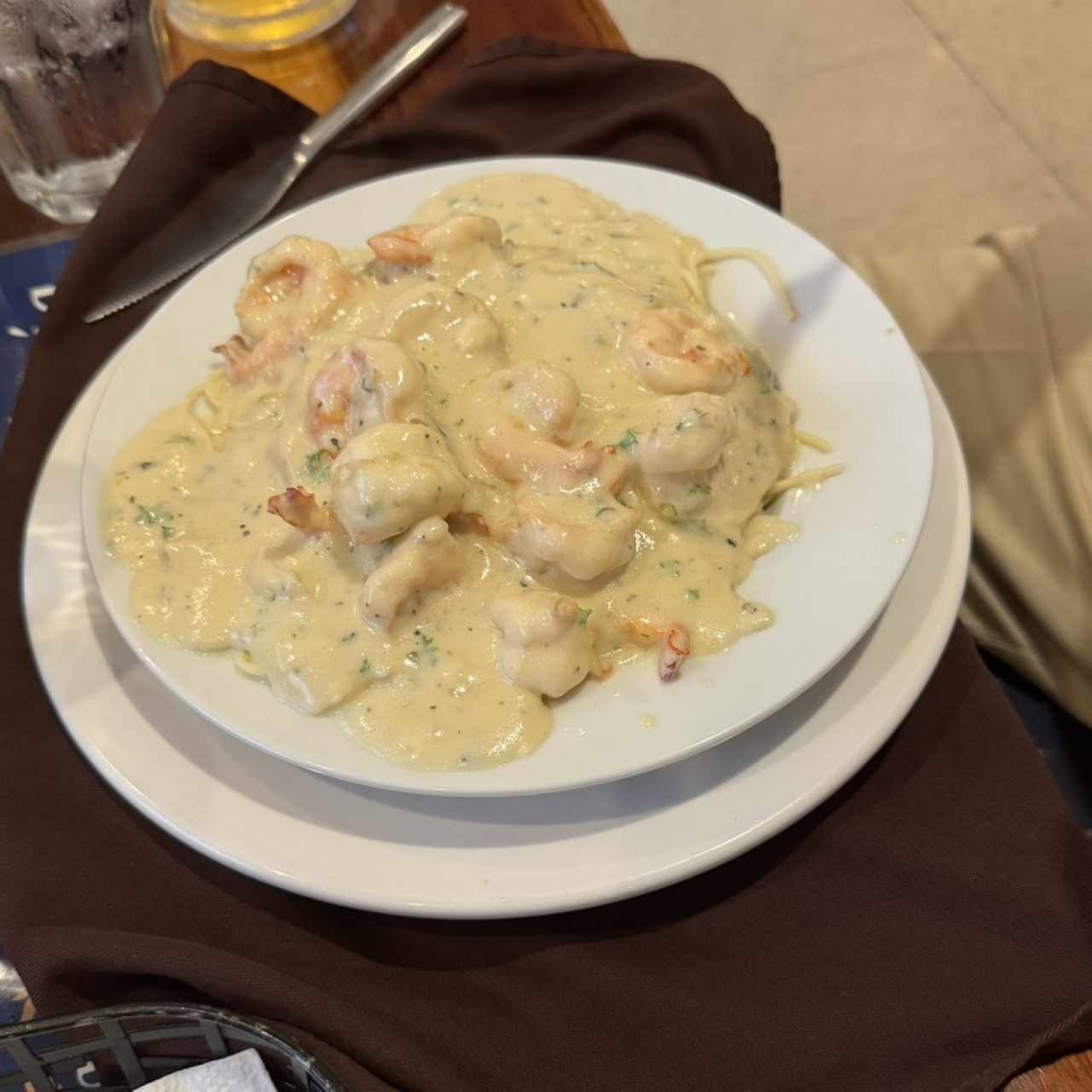Spaguetti con camarones 