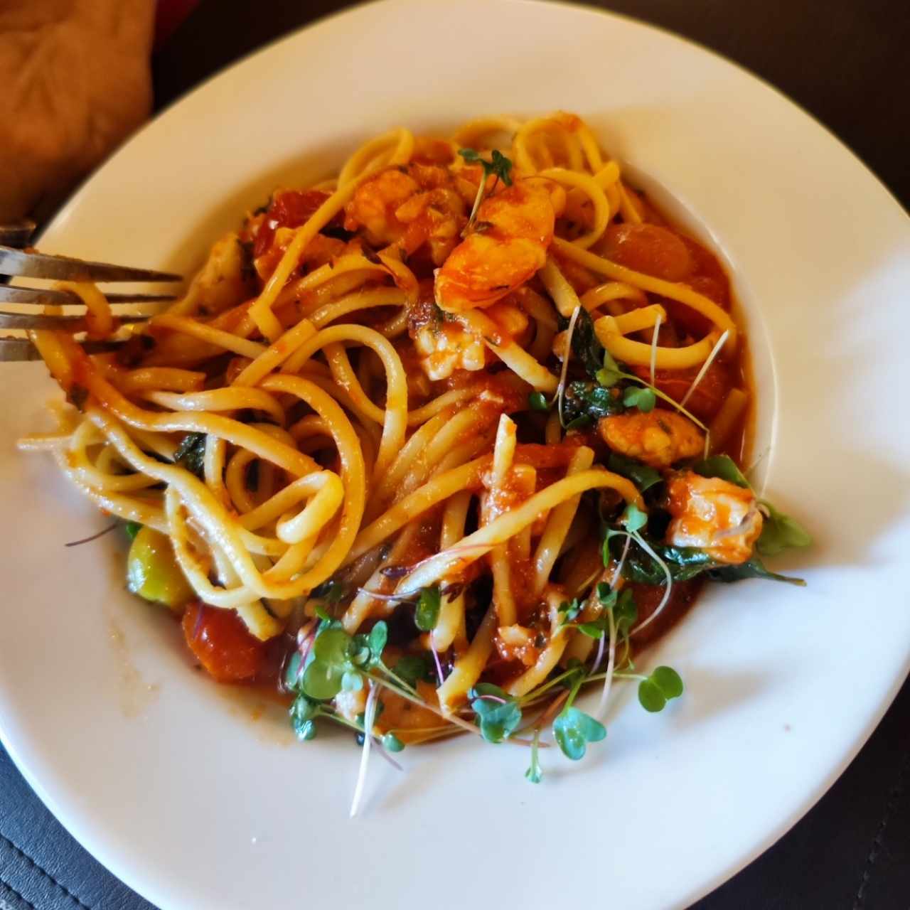 linguini con langostinos 