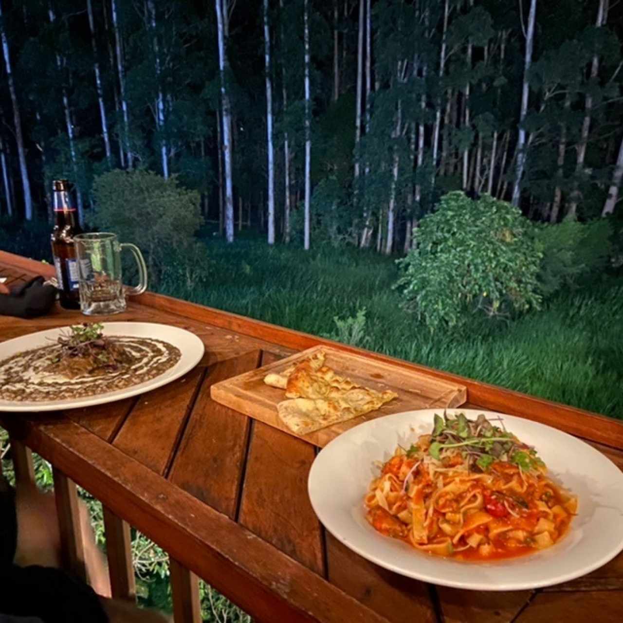 Risotto de Trufa negra y pasta con chorizo de la casa 