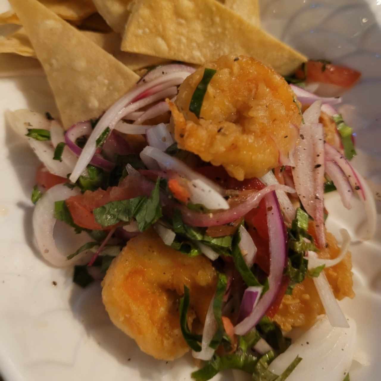 ceviche frito de camarones