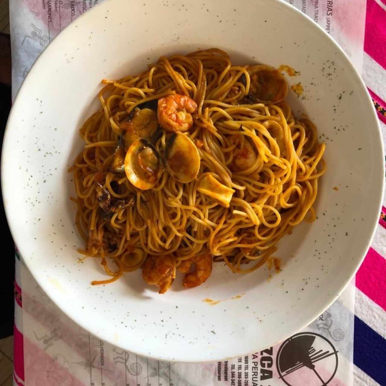 Spaghetti con mariscos