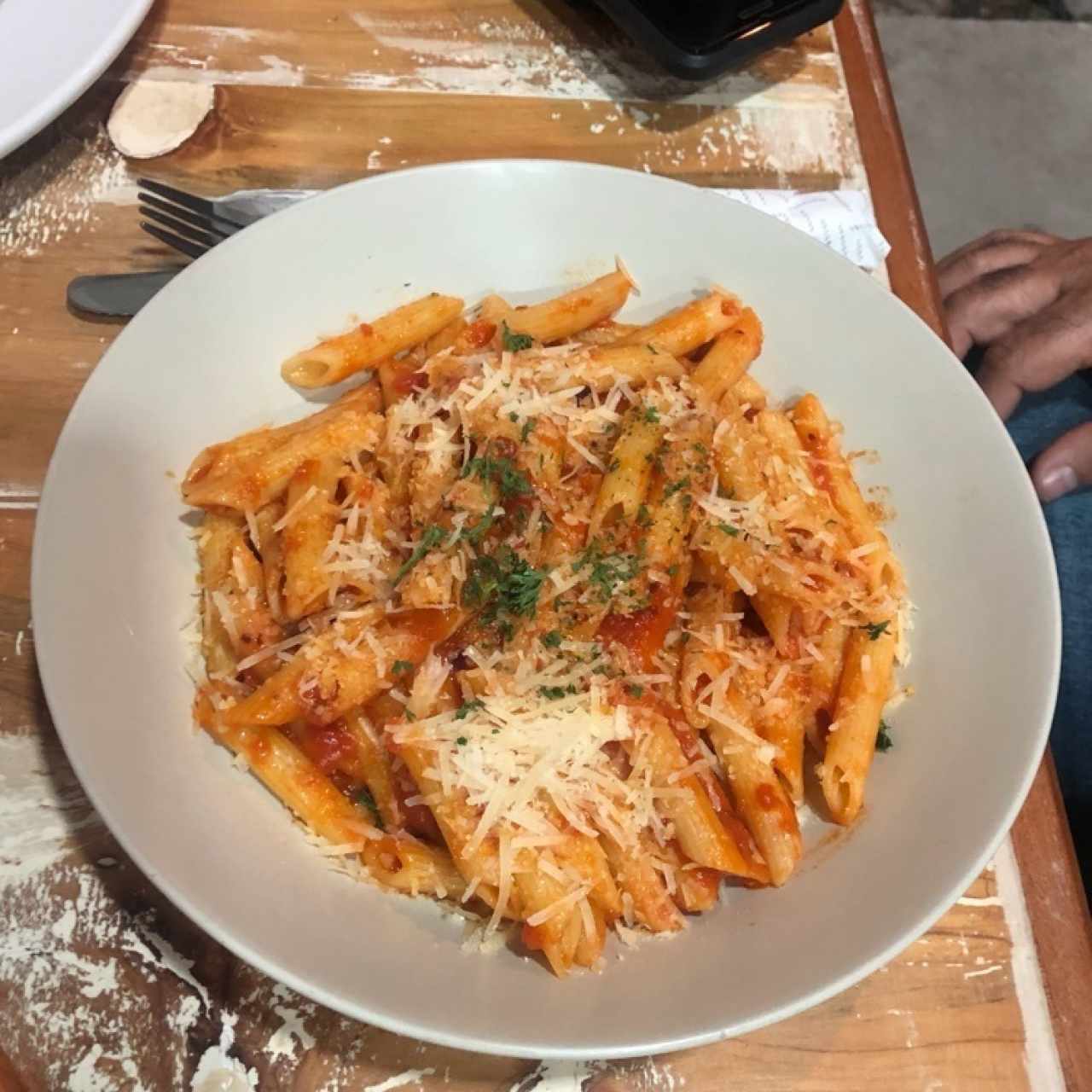 Penne con salsa arrabiata