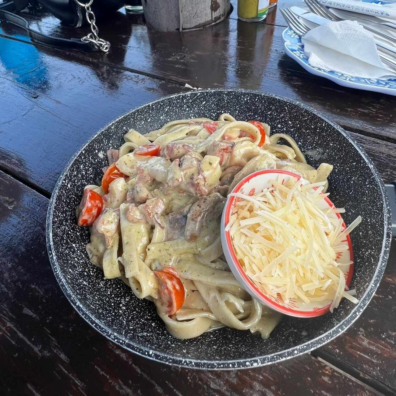 Pesto con mariscos