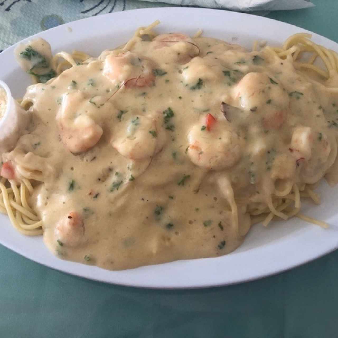 Spaguetti con camarones 