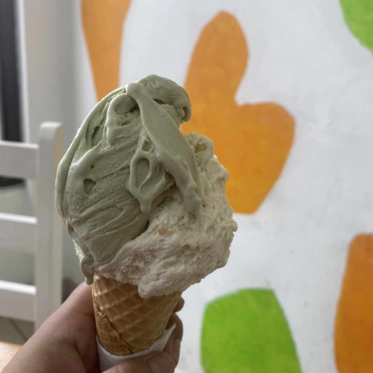 Helado de pistachio y turrón