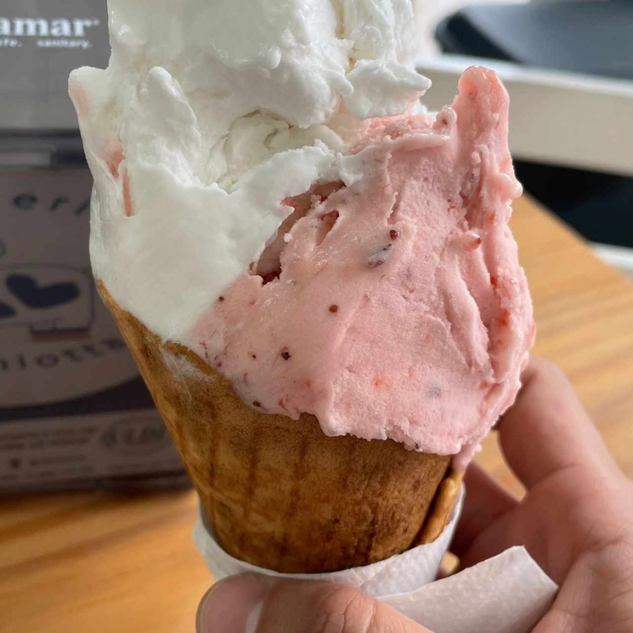 Helado de fresa y guanábana 