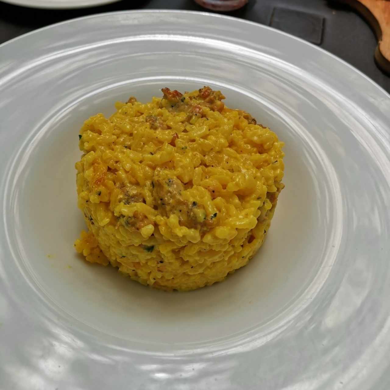 Risotto con chorizo artesanal al azafrán 