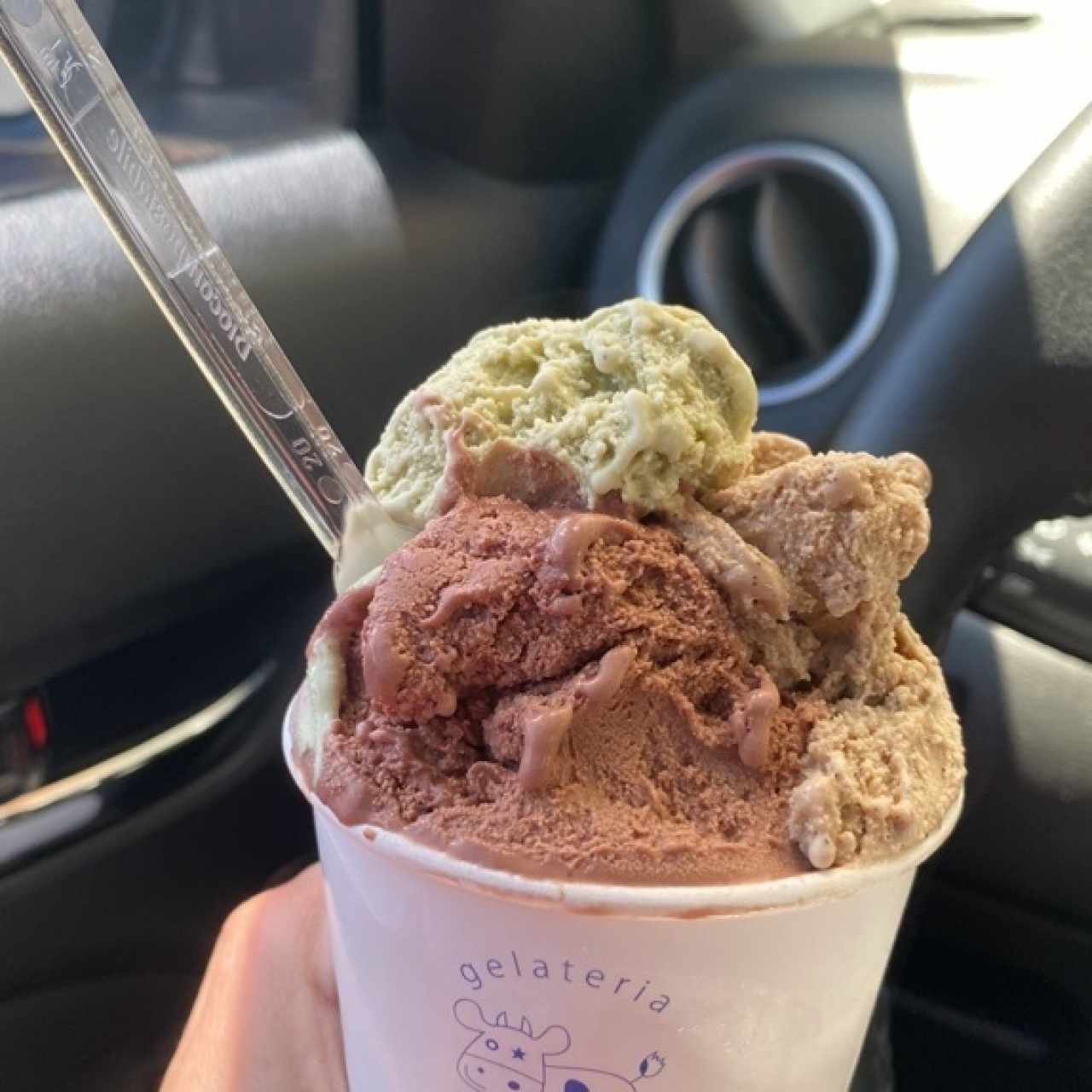 Helado de 3 sabores: Chocolate, Pistacchio, Café