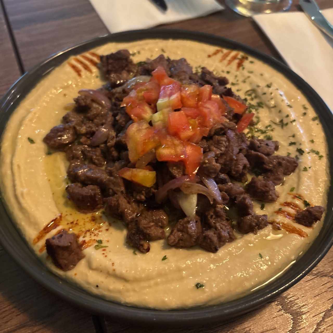 Dip de hummus con Filete