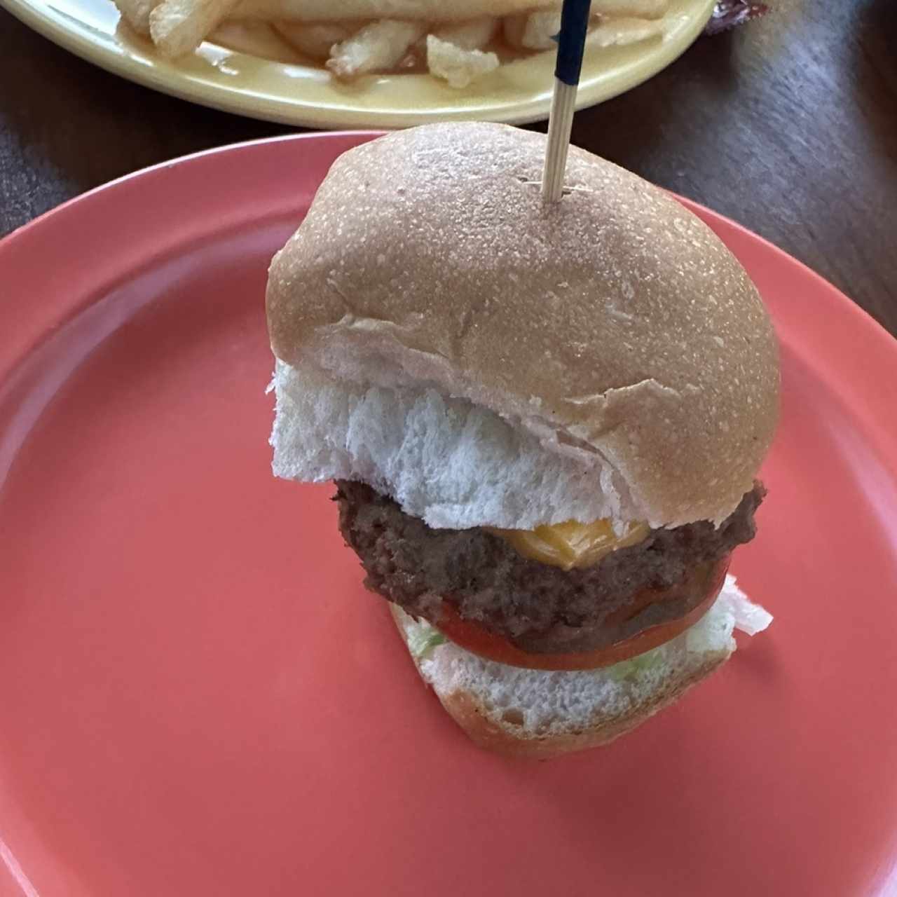 Mini hamburguesa  papas fritas se piden aparte 