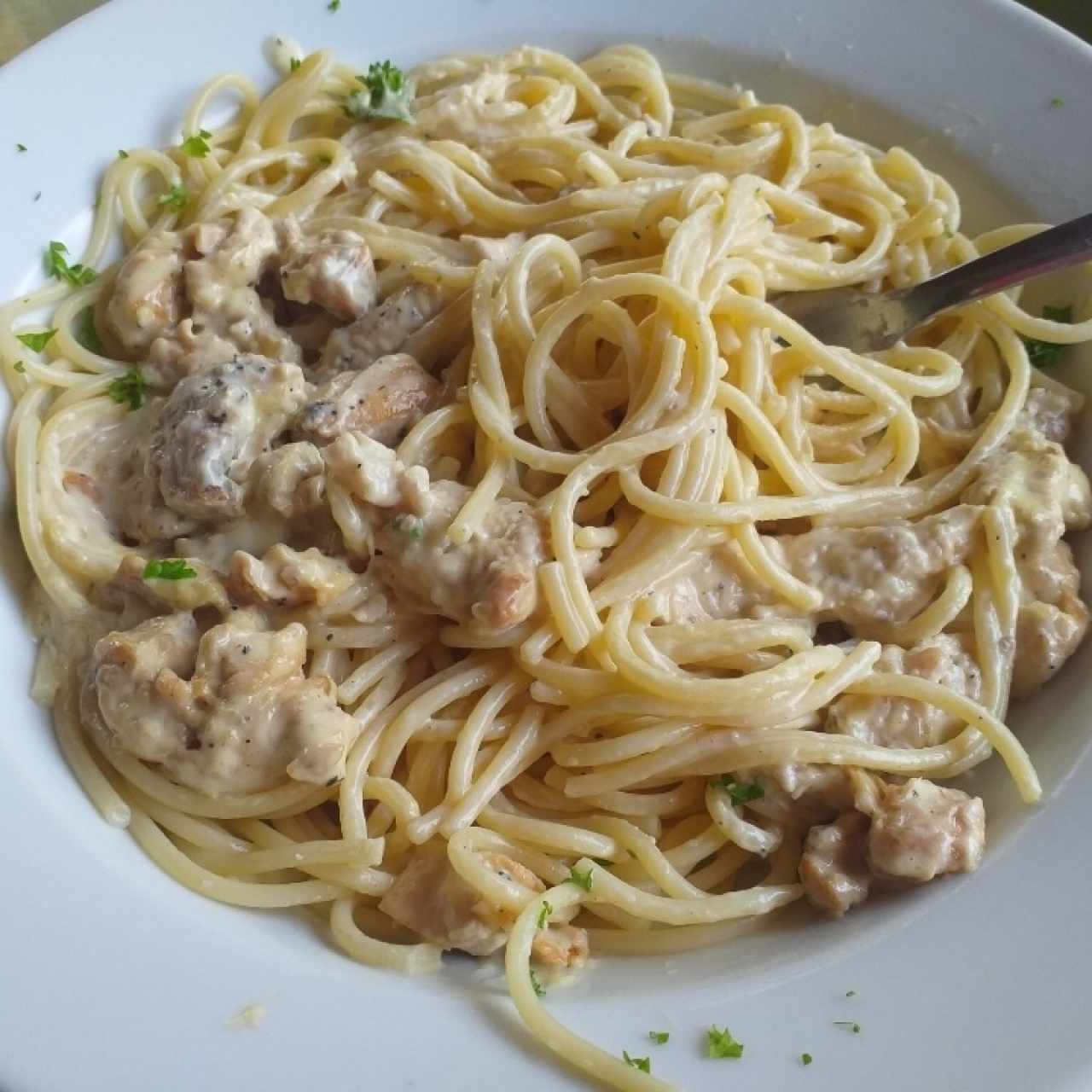 spaguetti con pollo