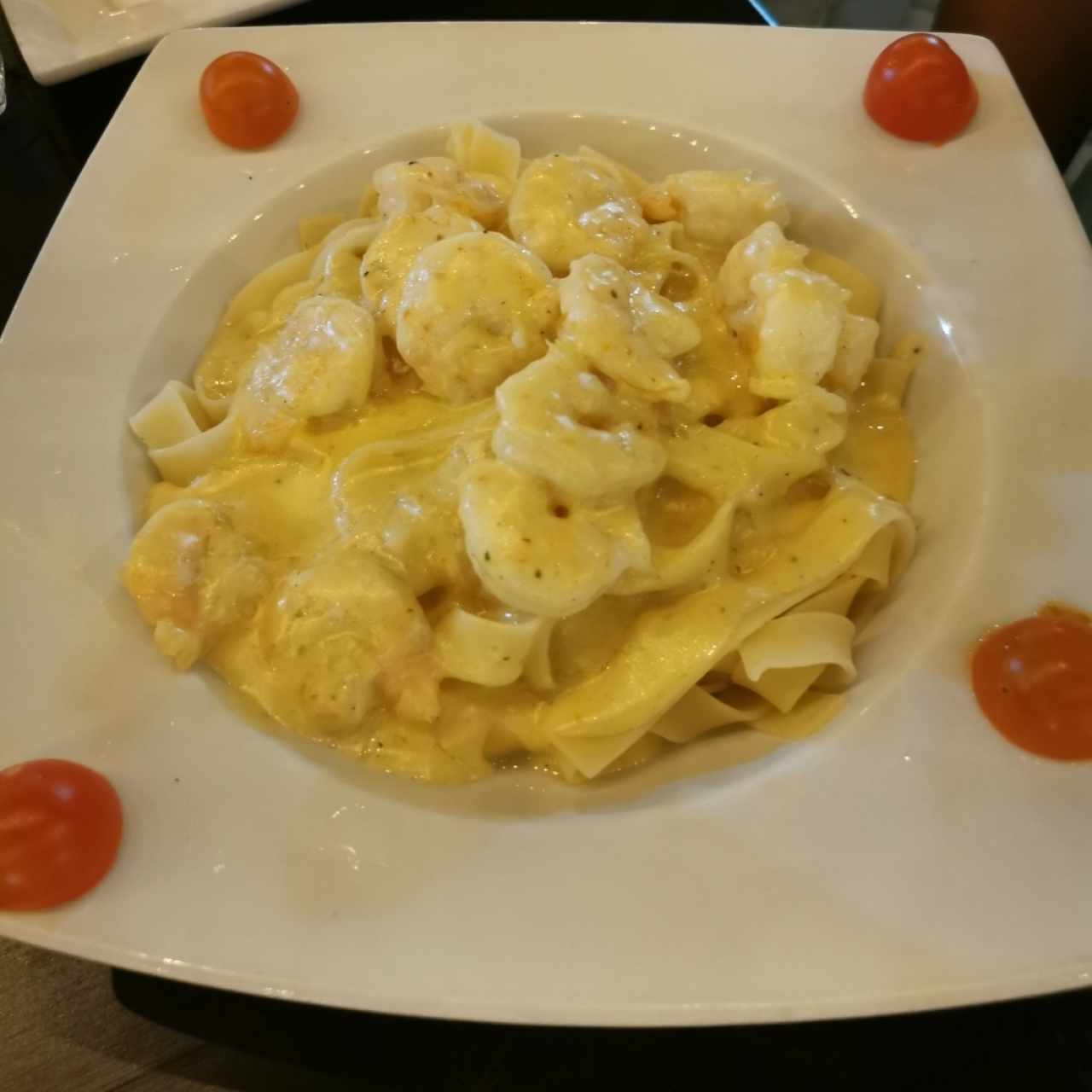 Fetuccini con camarones