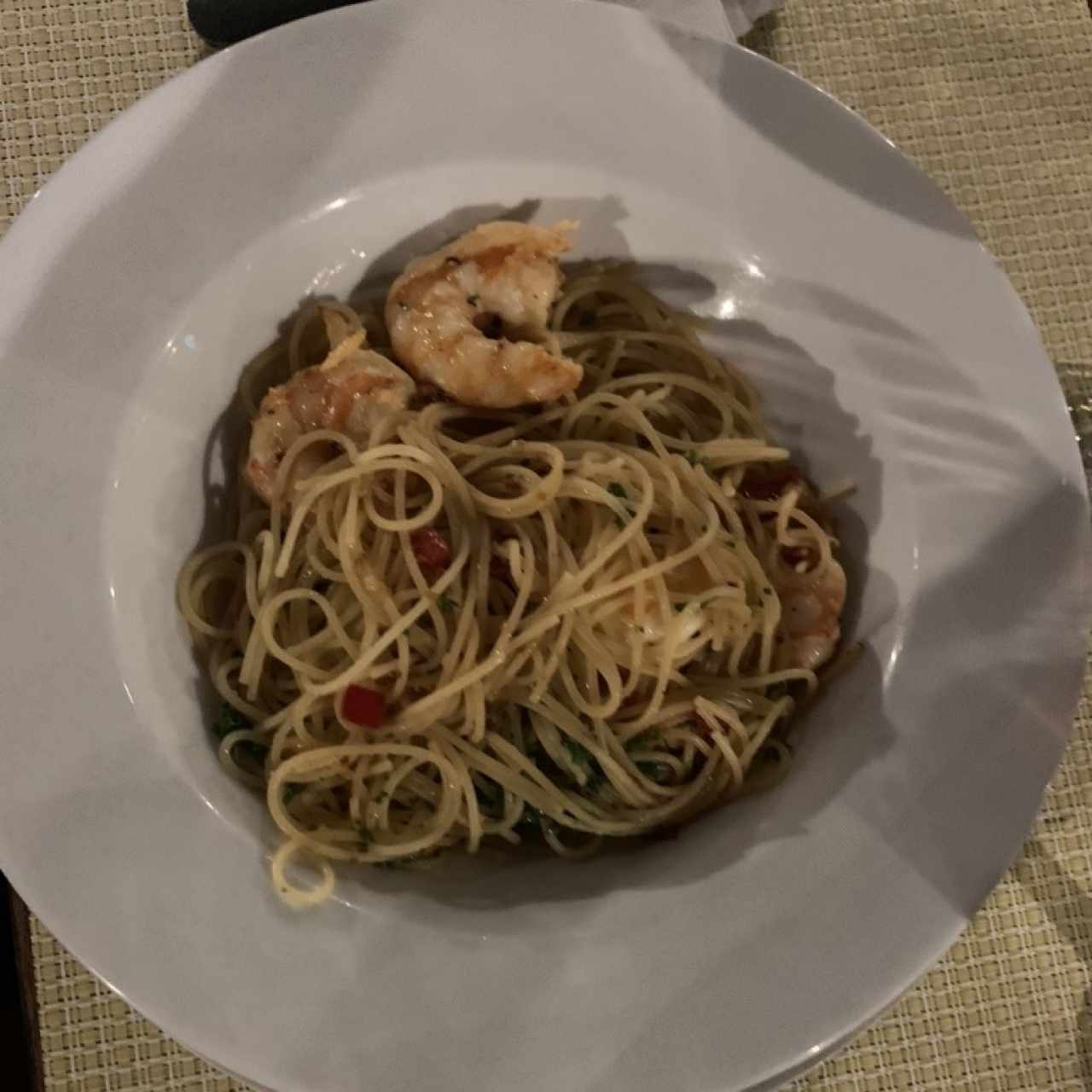 Pasta con camarones