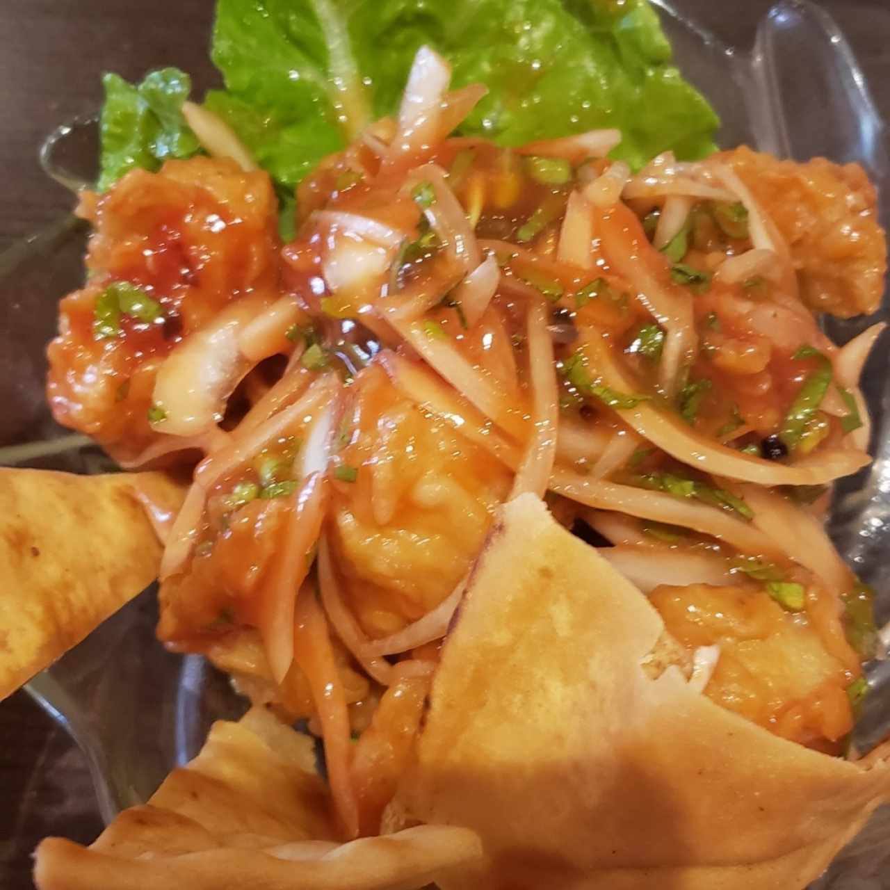 Ceviche frito de corvina