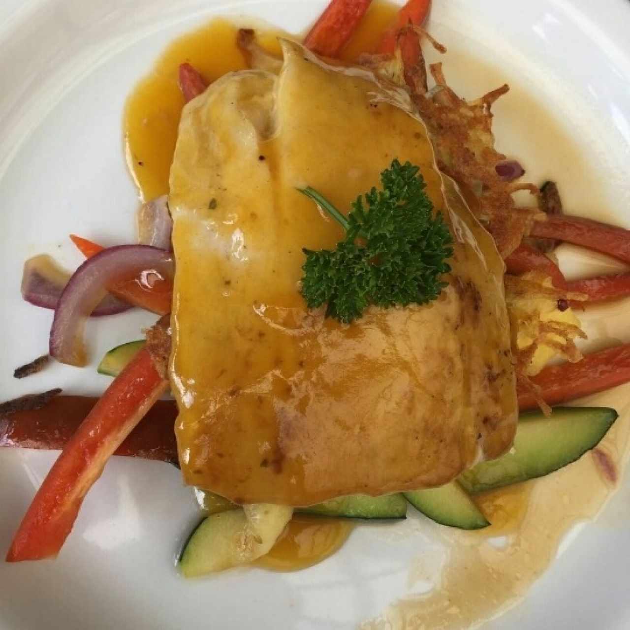 Corvina en salsa de maracuyá