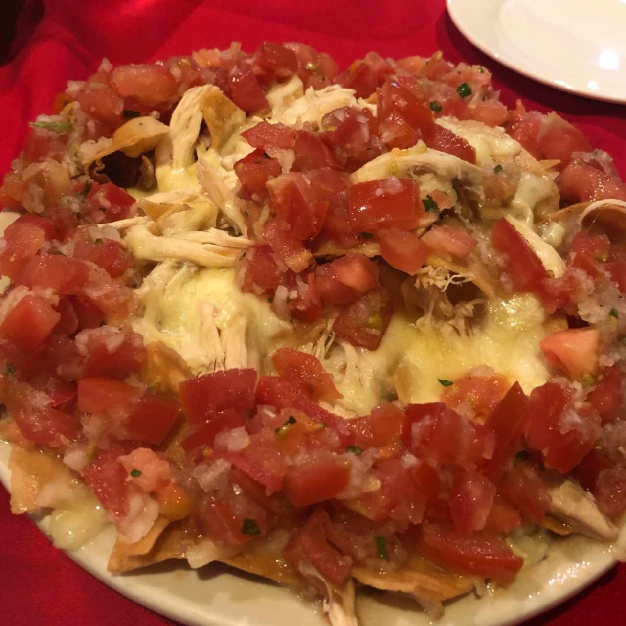 Nachos Fondeados con Pollo