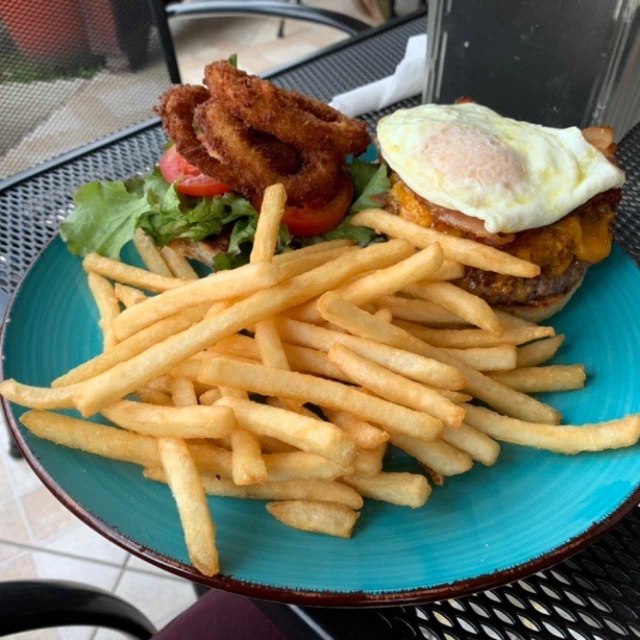 burger with fries