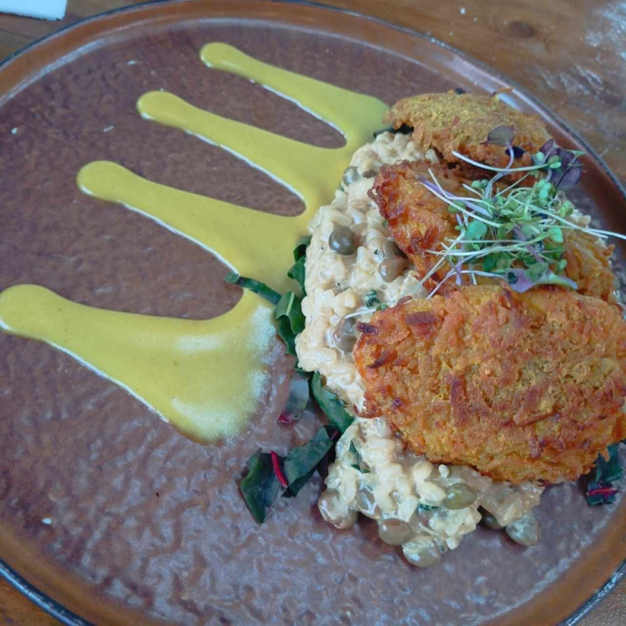 Pollo con Coco acompañado de Rissotto de Guandu