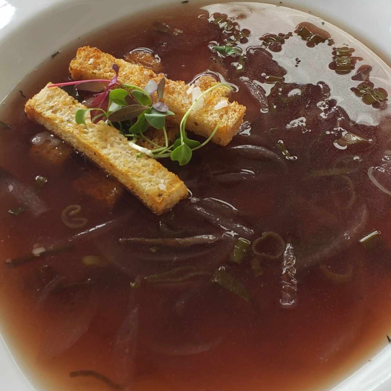 sopa de tres cebollas