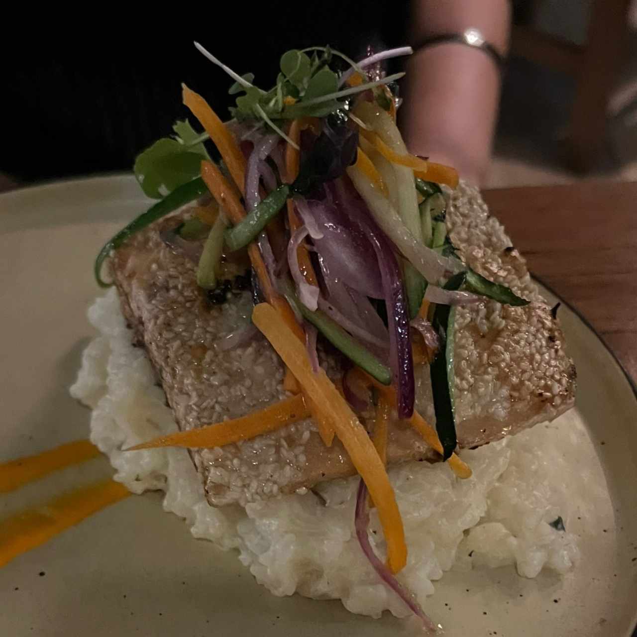 Salmon con risotto