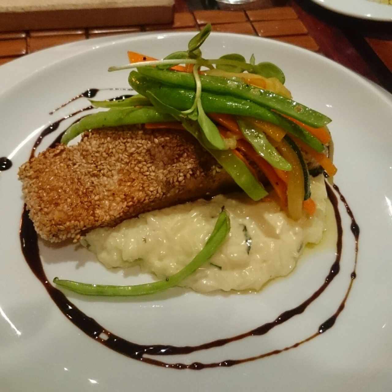 Salmón con Risotto de finas hierbas