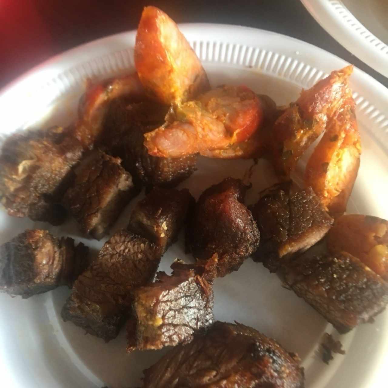 carne frita y chorizo