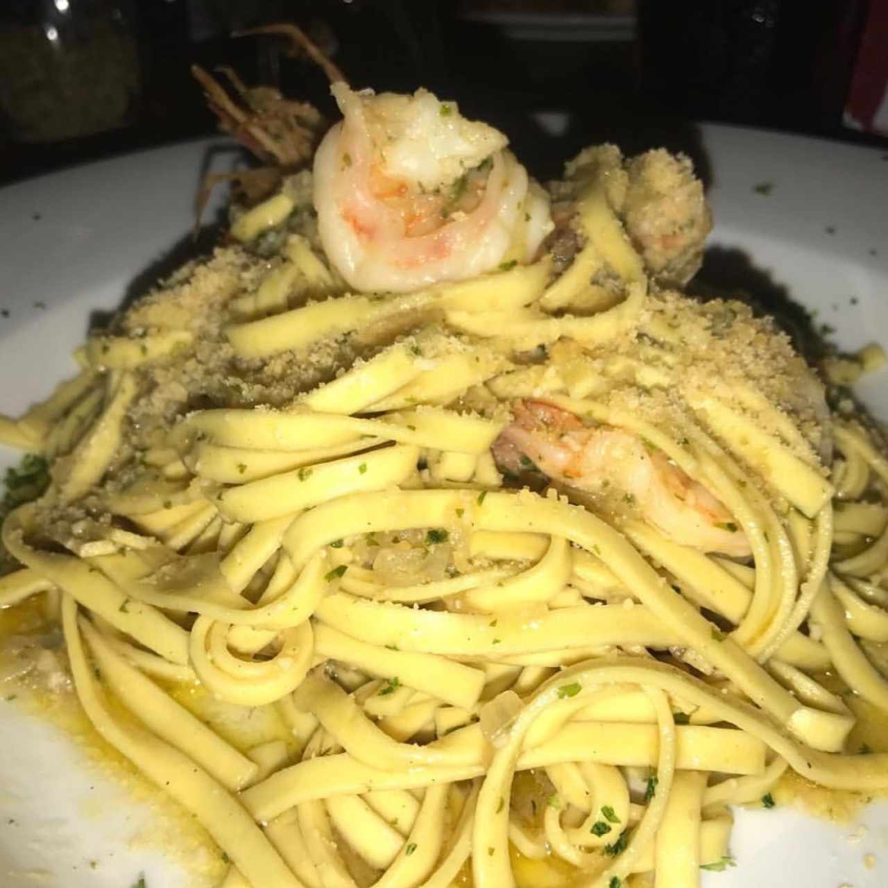 Linguine (pasta fresca) con langostinos 🦐 al Oleo 😍🤤😍