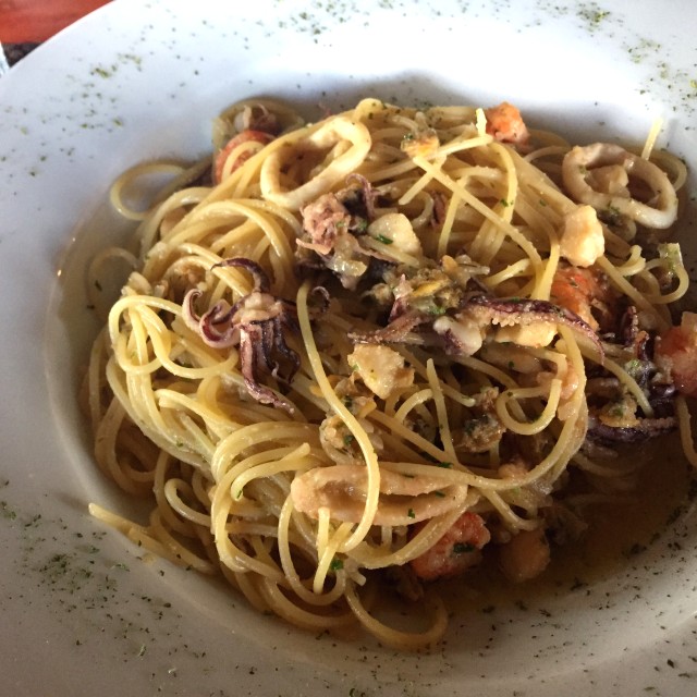 Espaguetti con mariscos 