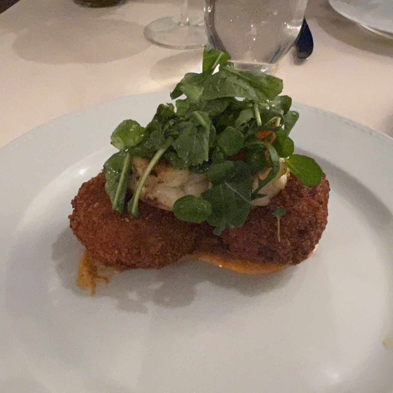 Croqueta de platano con langostino 