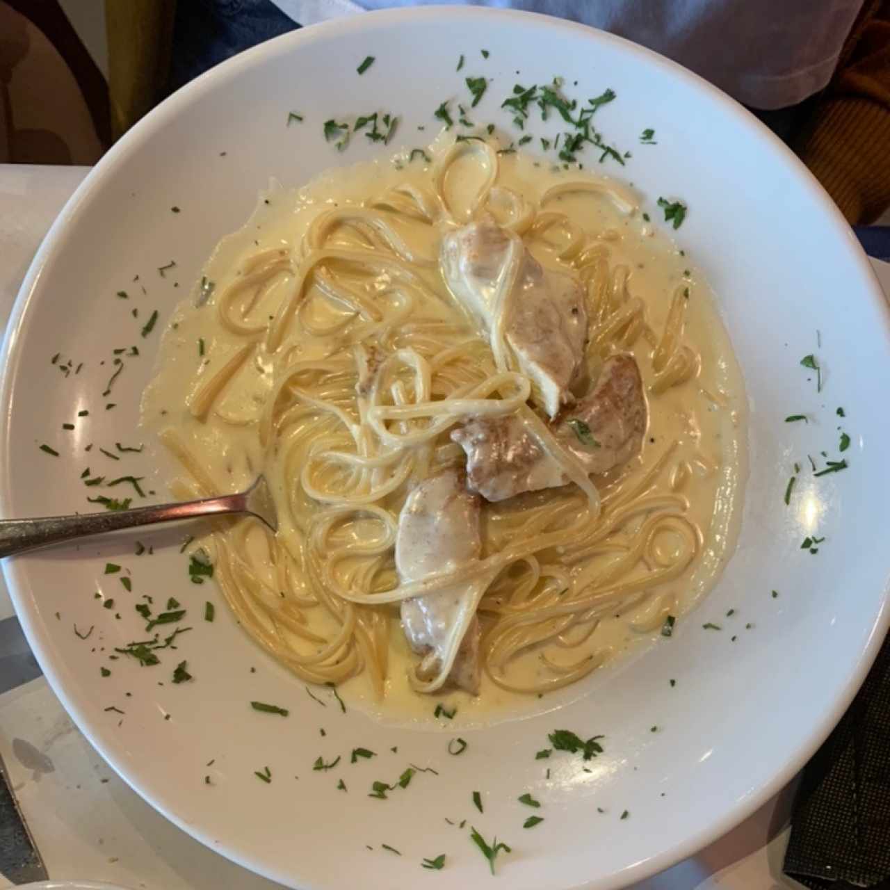 pasta alfredo con pollo