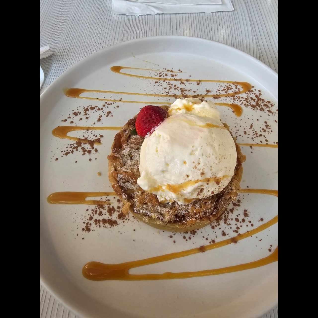 crumble de manzana con helado