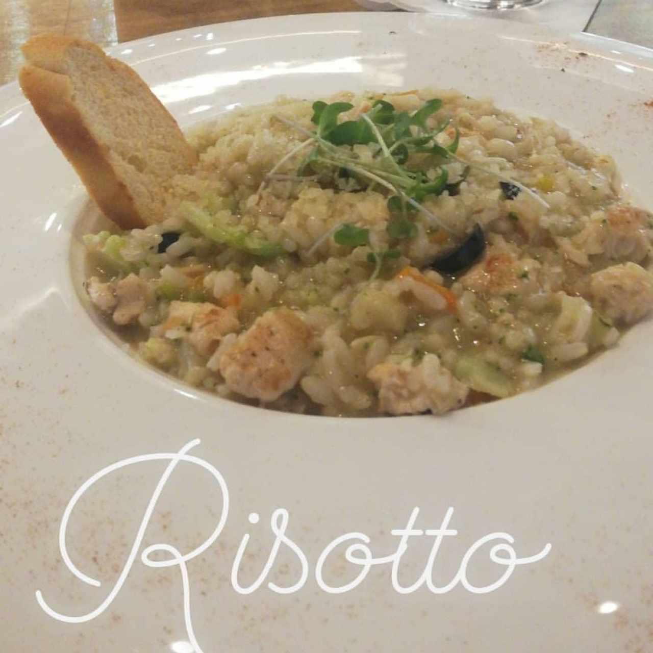 Risotto de pollo y verduras