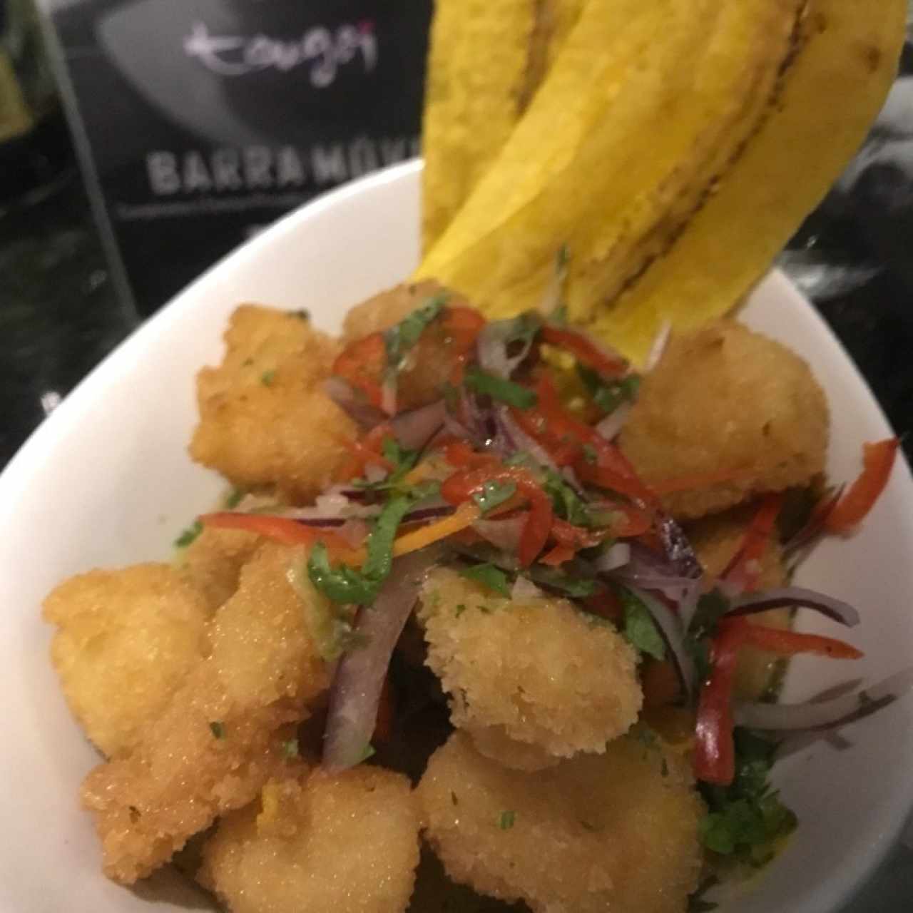 Ceviche frito de langostinos