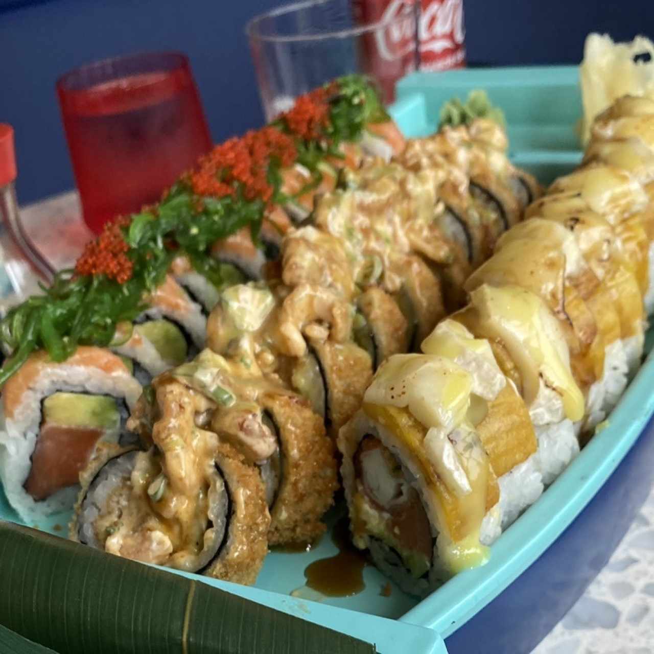 Philadelphia roll, Kung Fu panda Roll, Tropical roll 