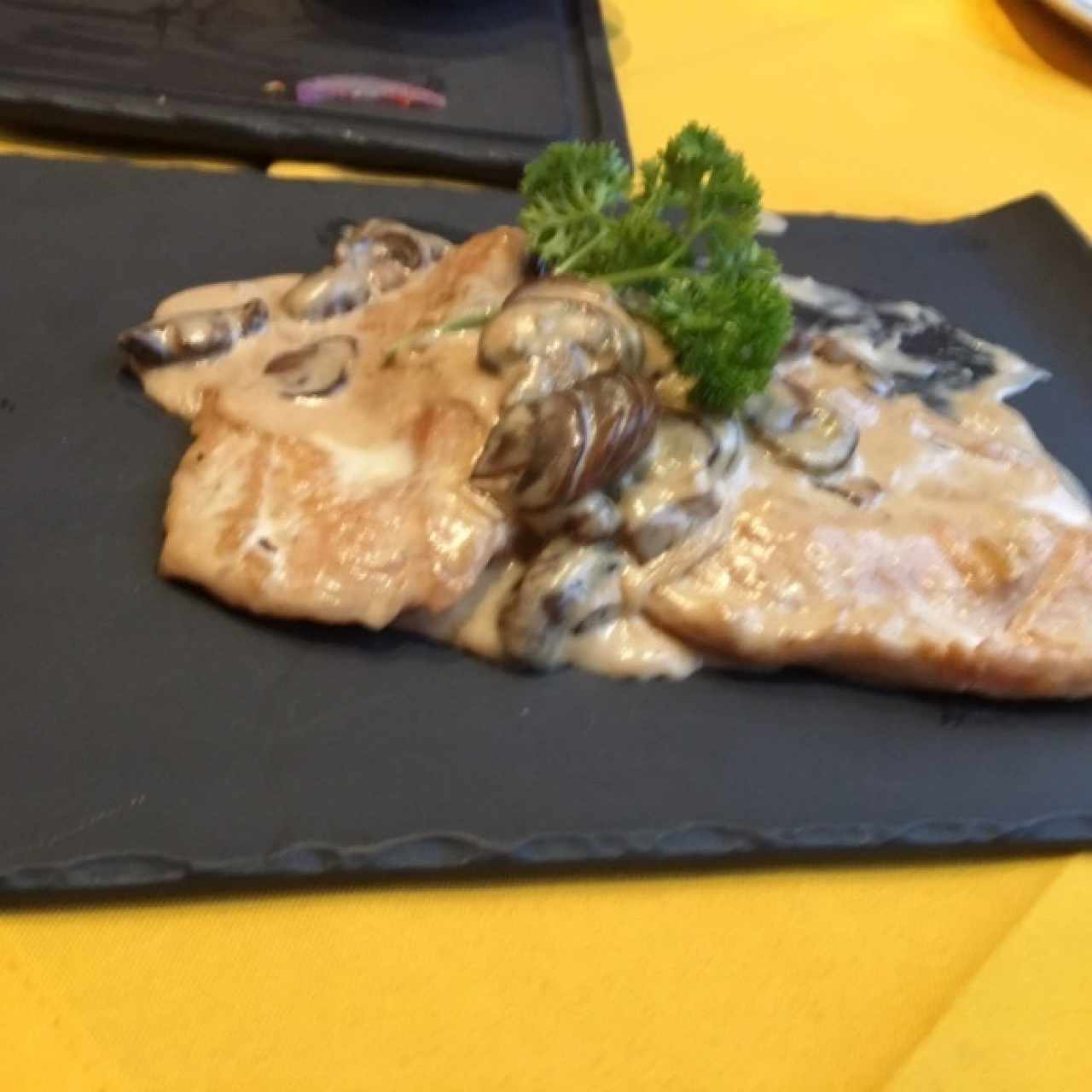 pollo en salsa blanca con hongos