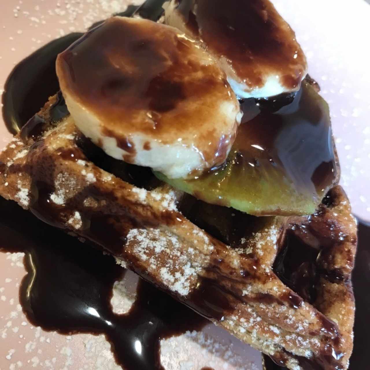 wafles veganos con chocolate