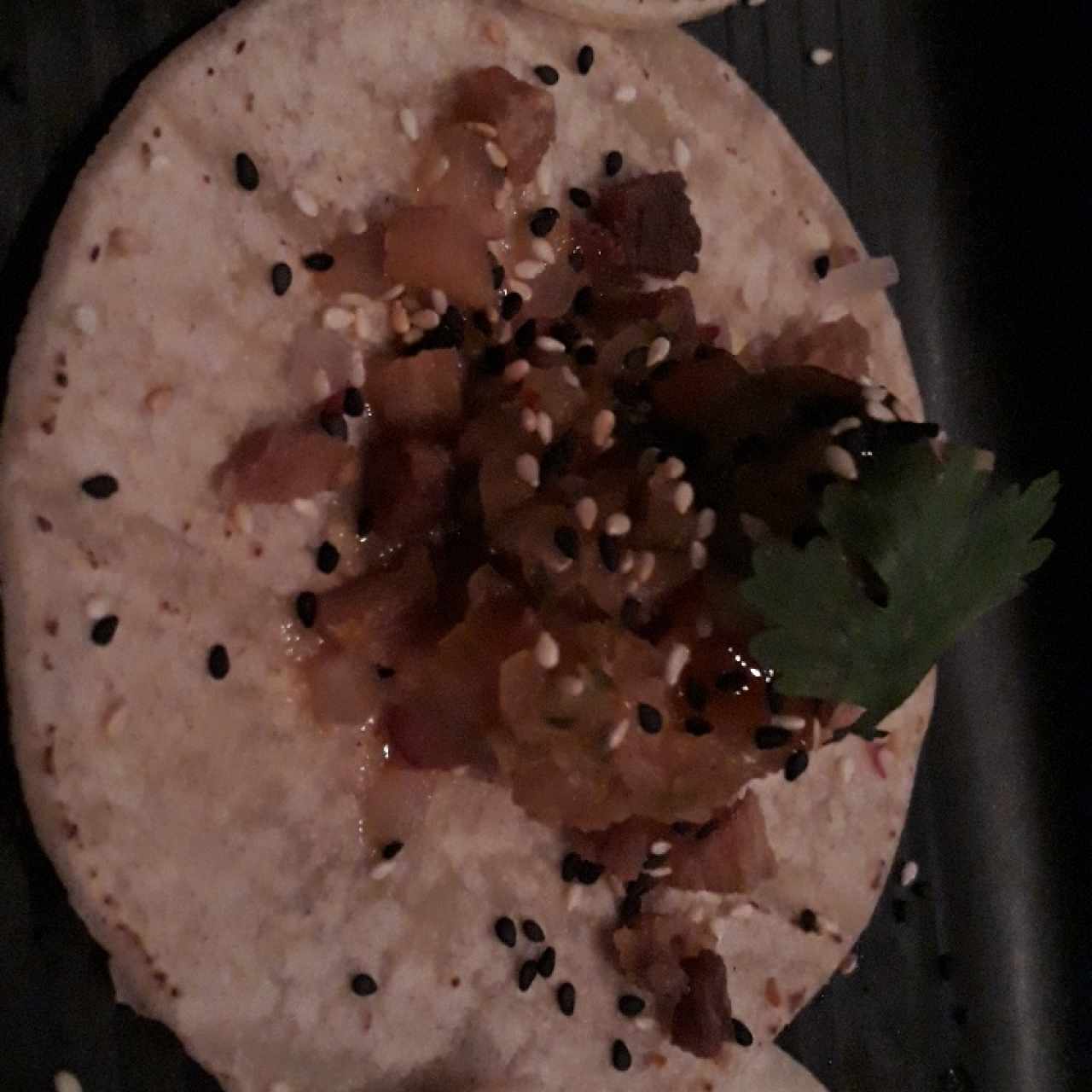 Tacos de Puerquito y Chicharrón Asian Style