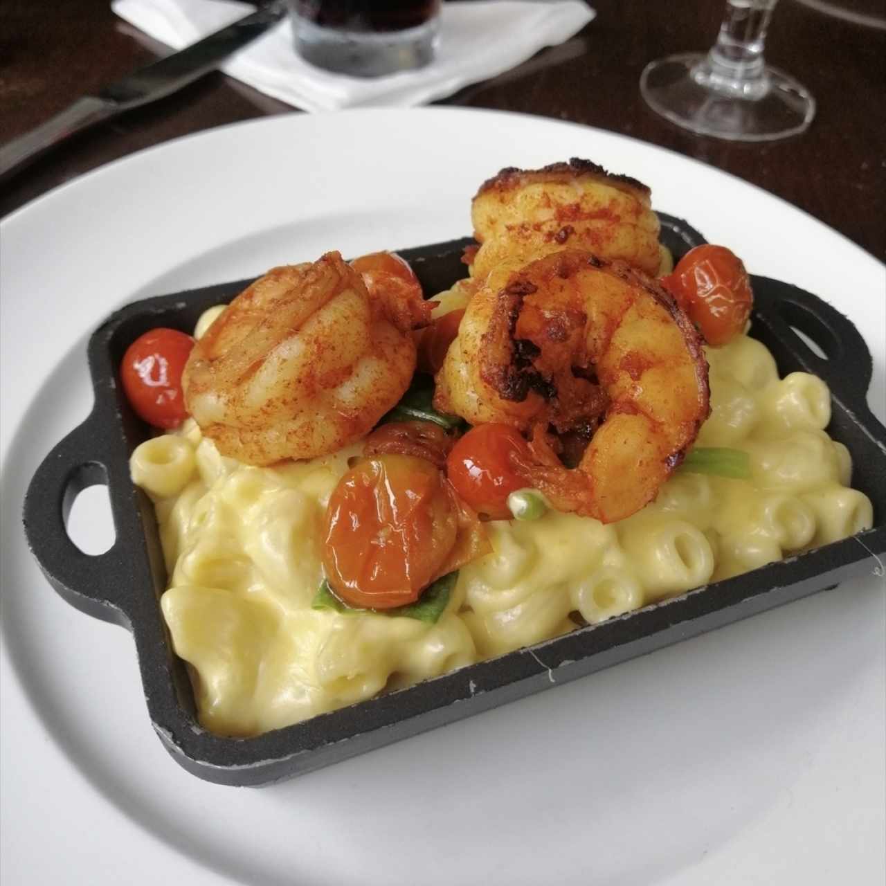 mac n cheese con langostinos