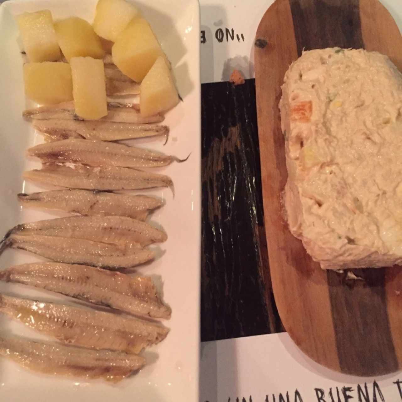 Tapas A-banda - Ensaladilla rusa con las sardiniyas en vinagre