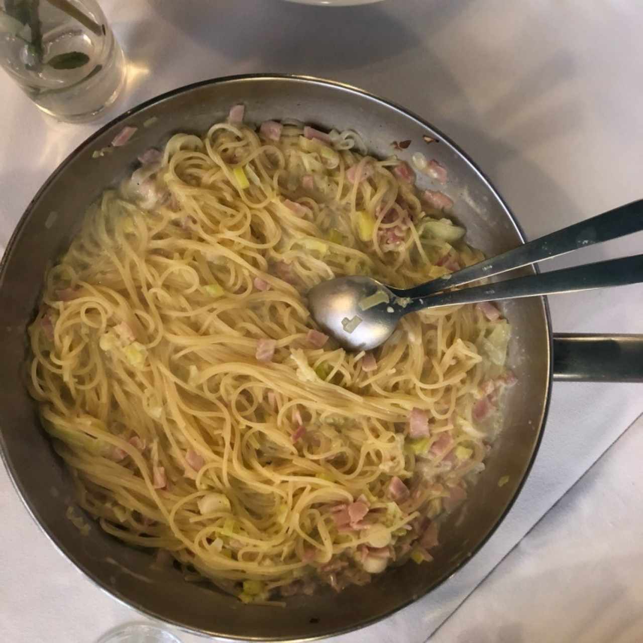 pasta de puerros y jamon 