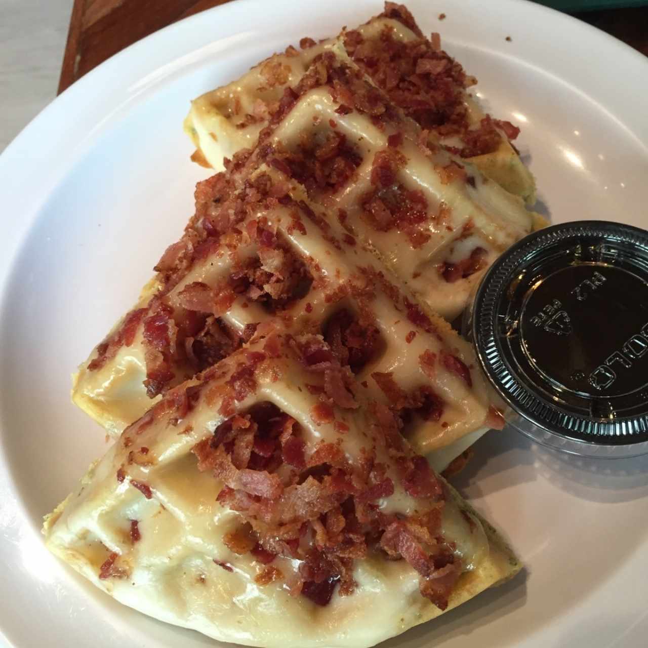 mozzarella and bacon waffle