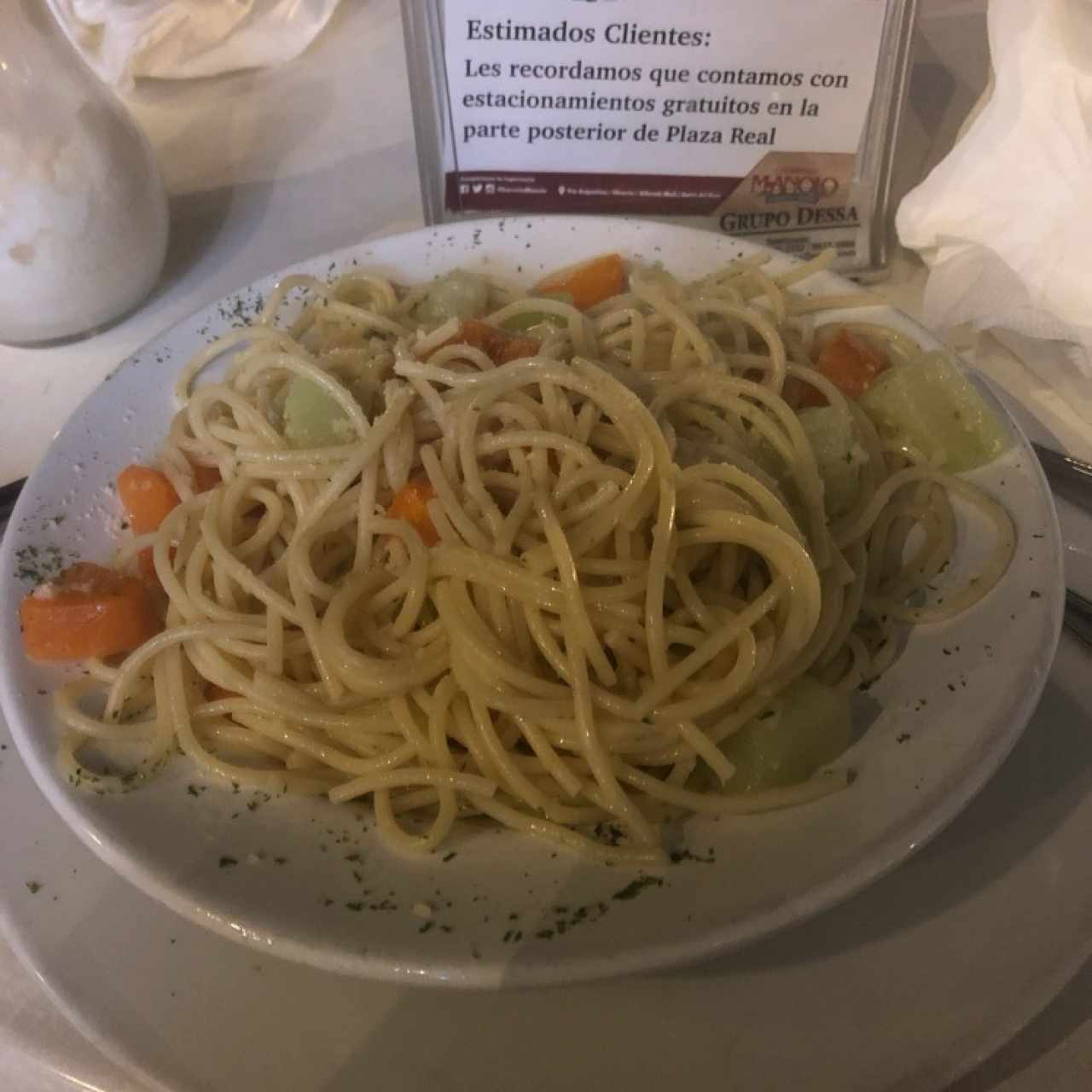 spaghetti de verduras al oleo