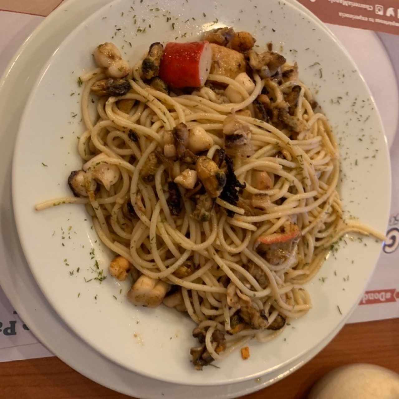 Spaghetti con mariscos