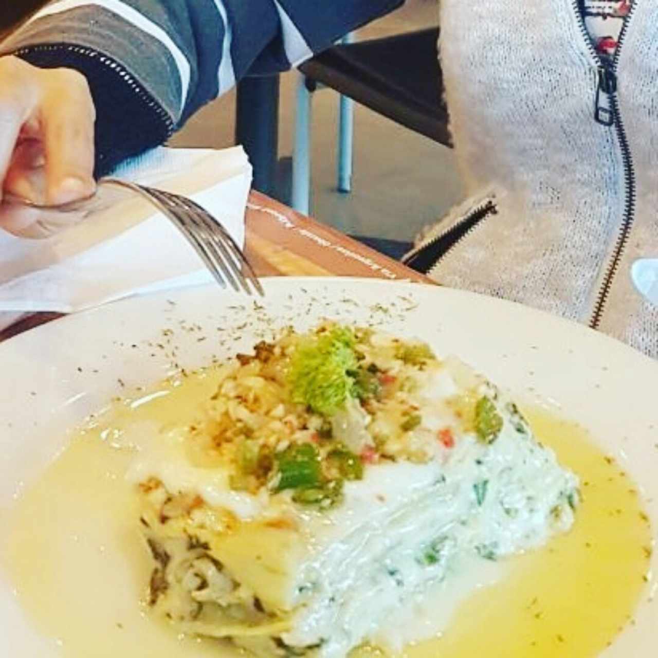 lasagña de pollo y espinaca al oleo